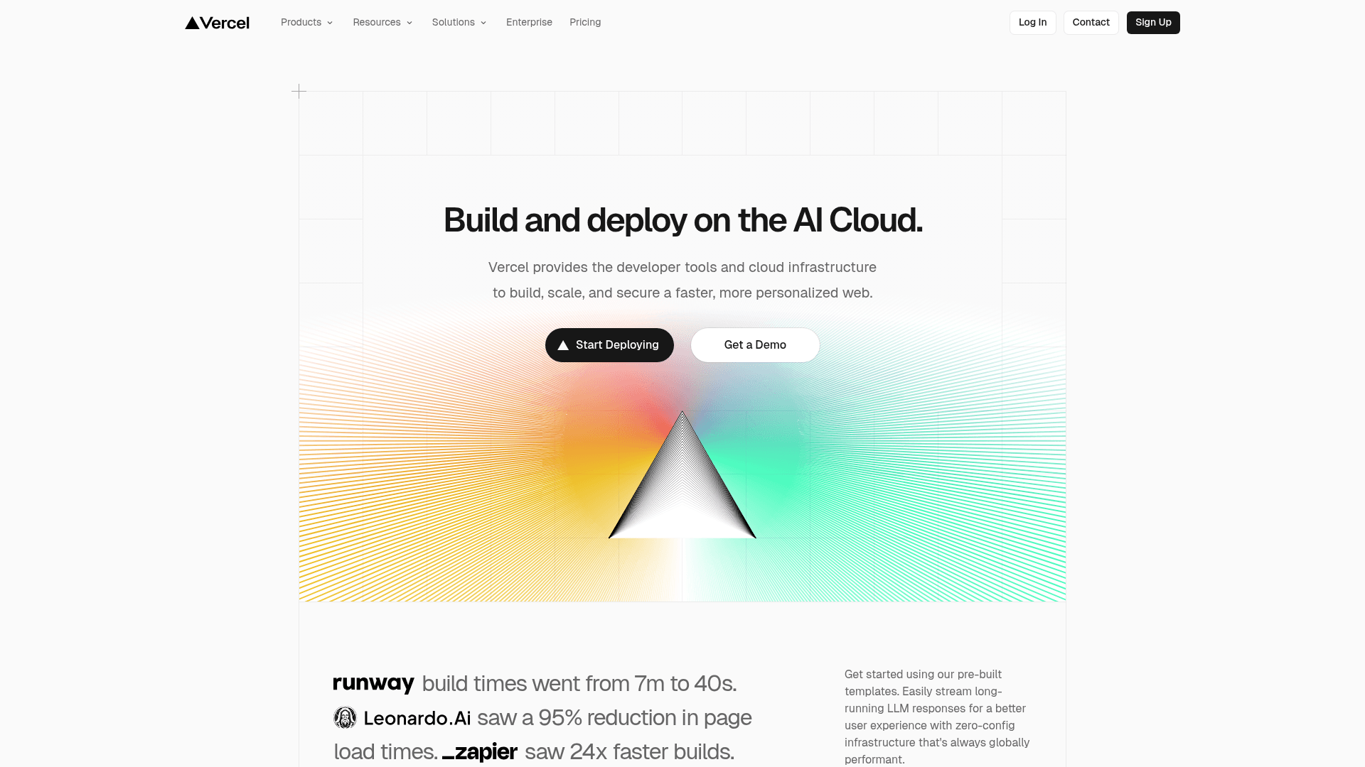 Vercel website screenshot
