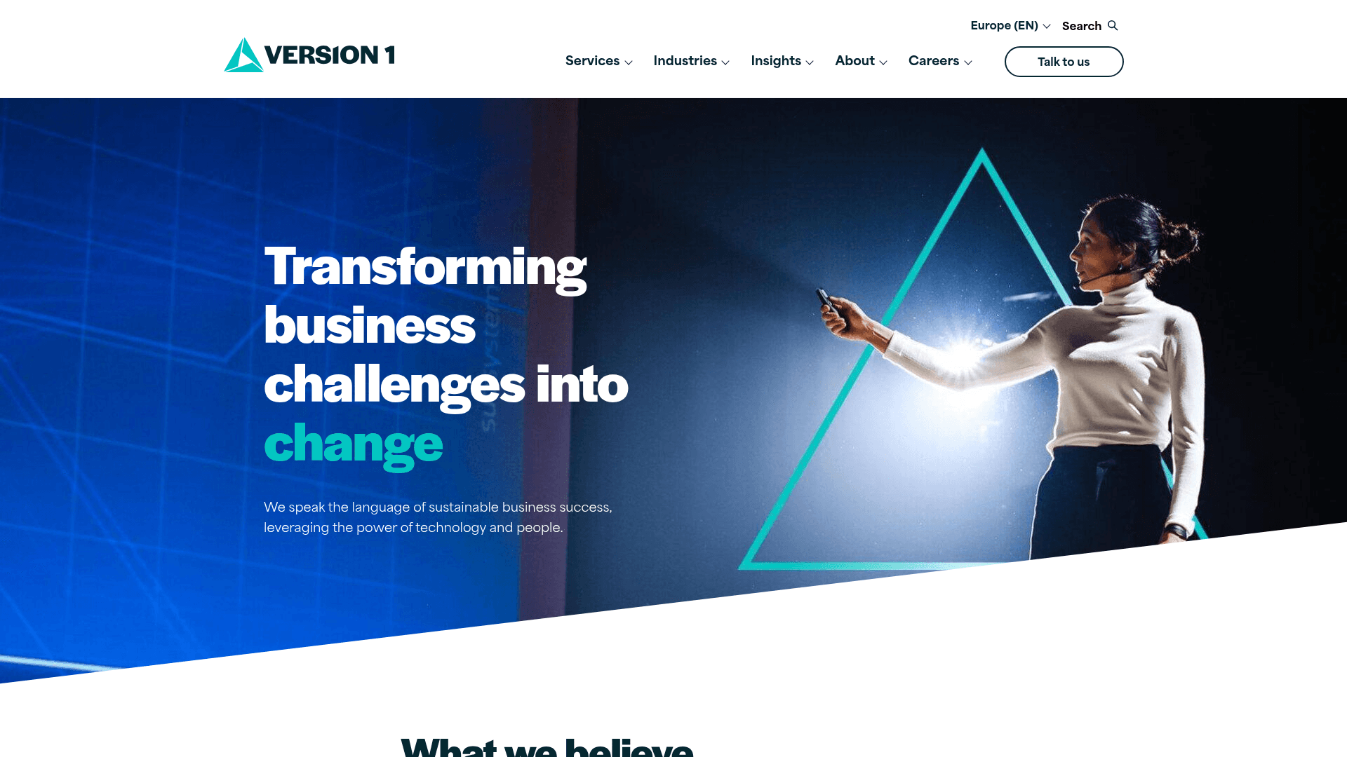 Version1 website screenshot