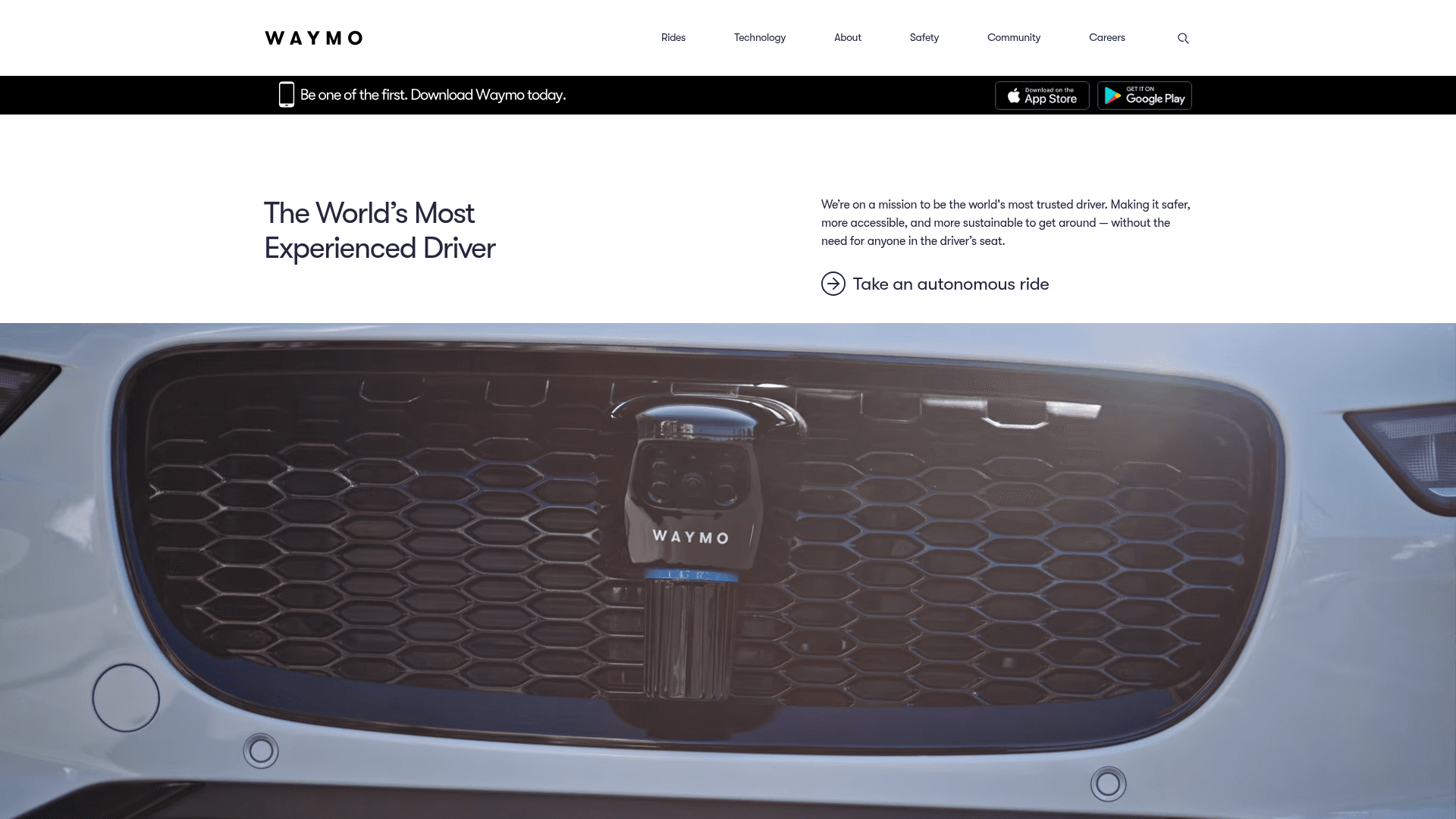 Waymo website screenshot