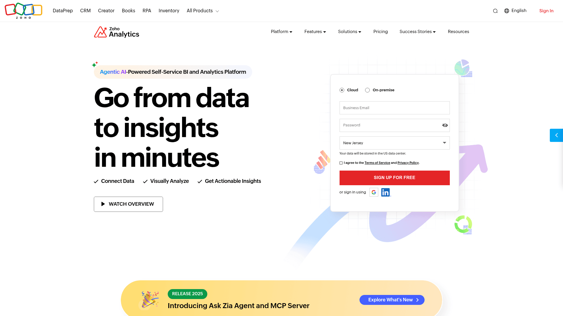 Zoho Analytics website screenshot