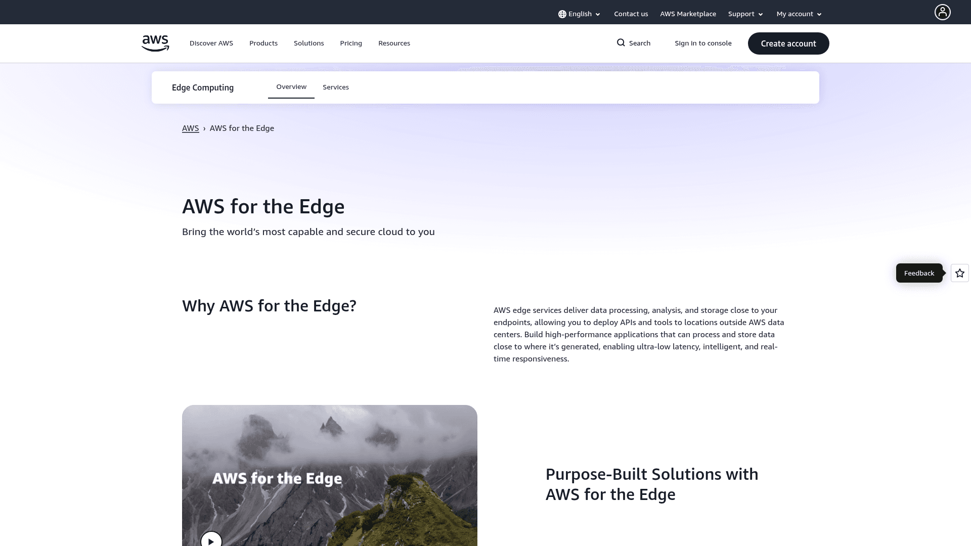 Amazon Web Services Edge website screenshot