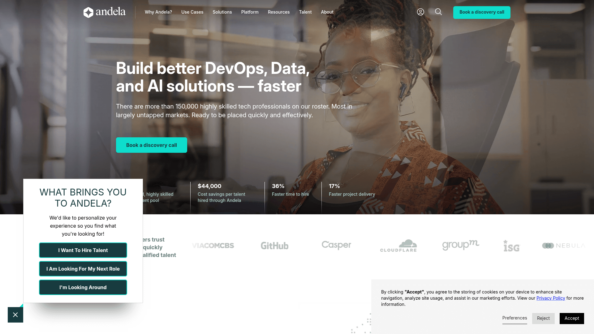 Andela website screenshot
