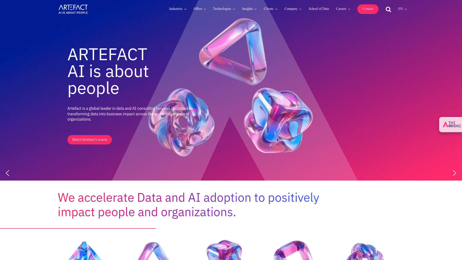 Artefact website screenshot