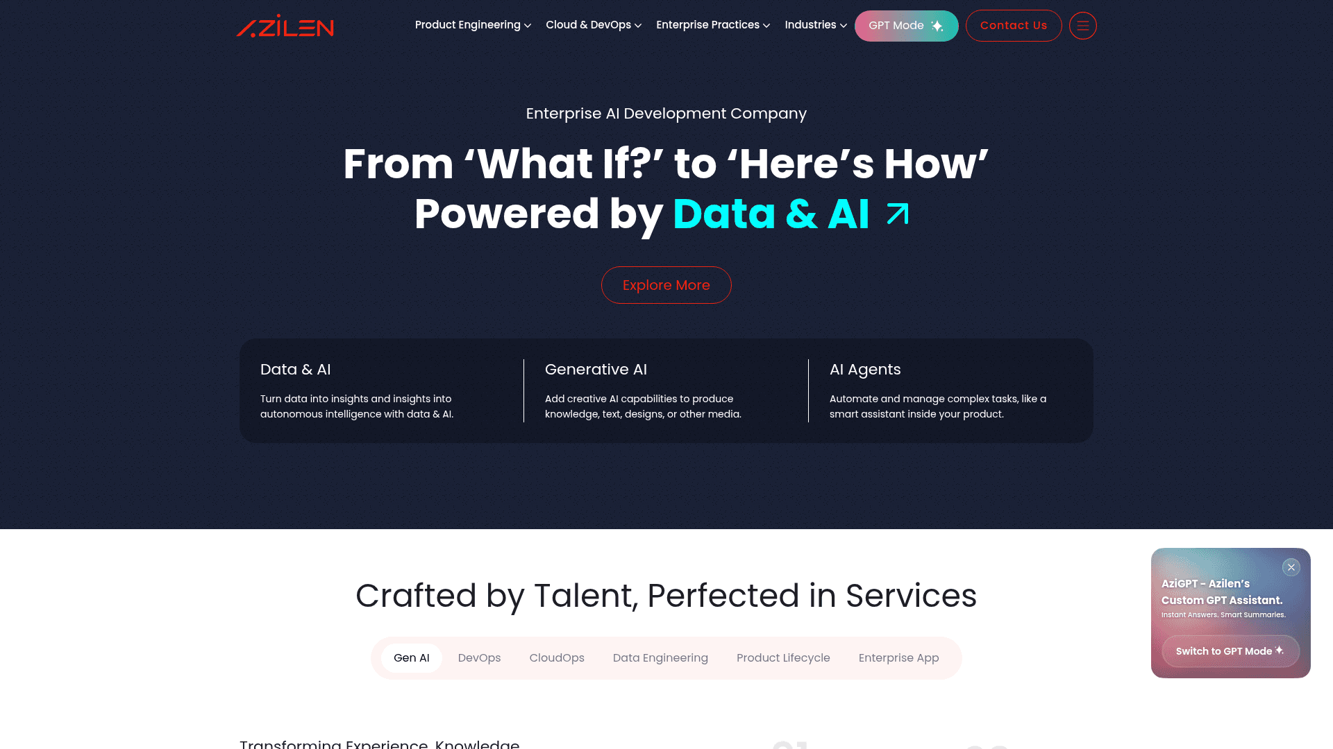 Azilen Technologies website screenshot