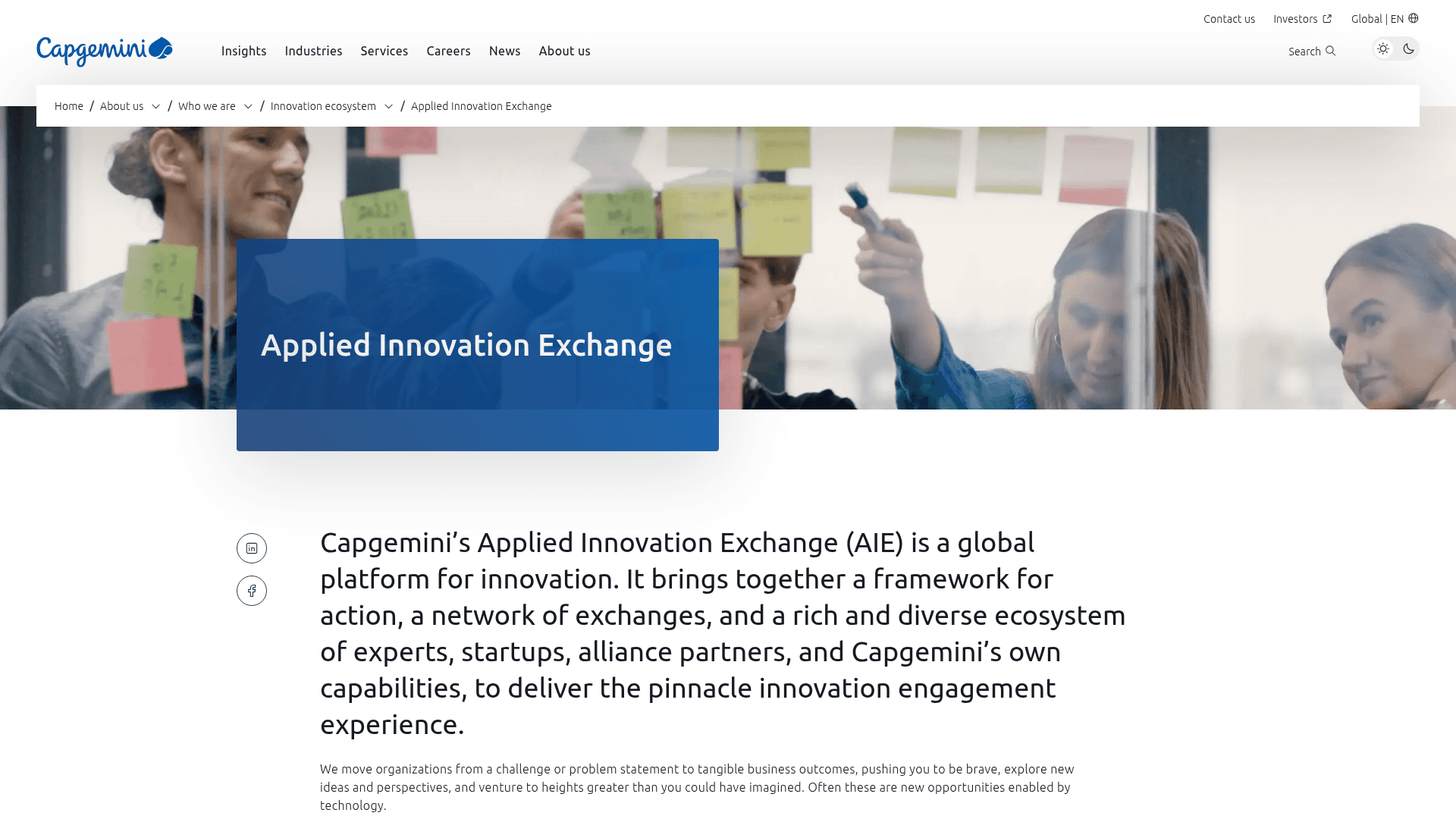 Capgemini Applied Innovation Exchange website screenshot