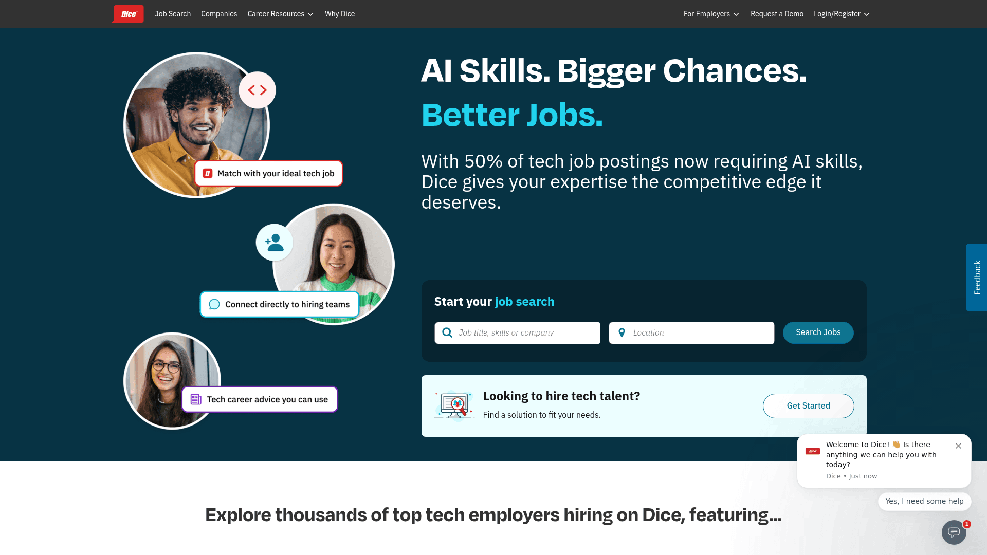 Dice Staff Augmentation (now DHI Group) website screenshot
