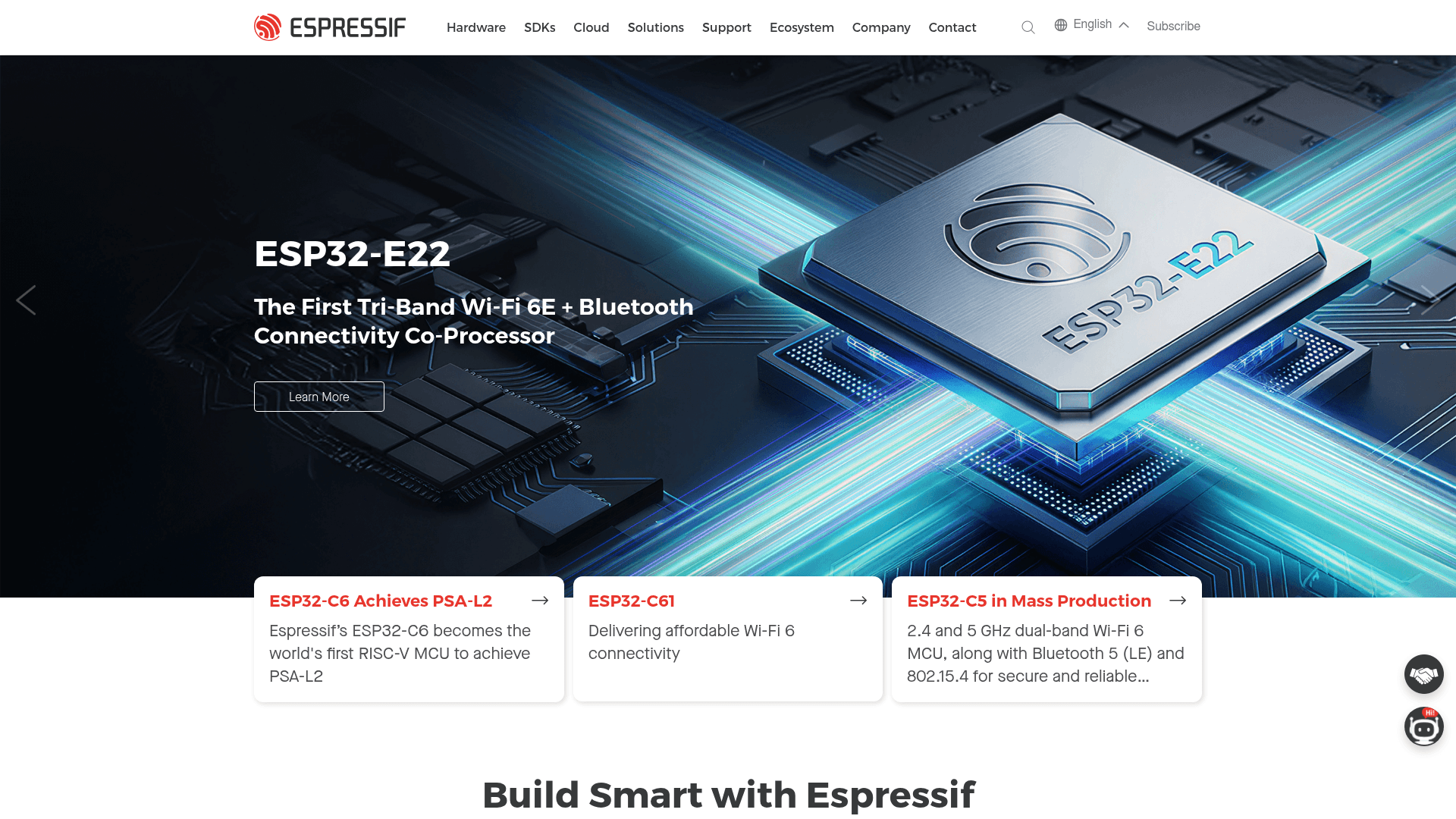 Espressif Systems website screenshot