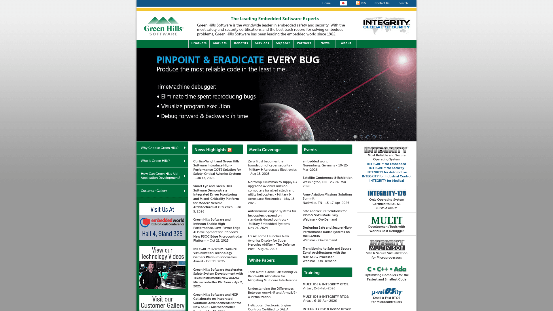 Green Hills Software website screenshot