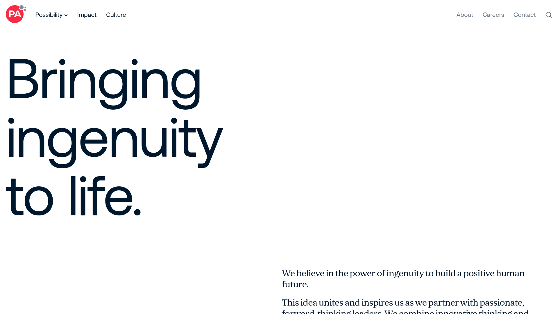 PA Consulting website screenshot