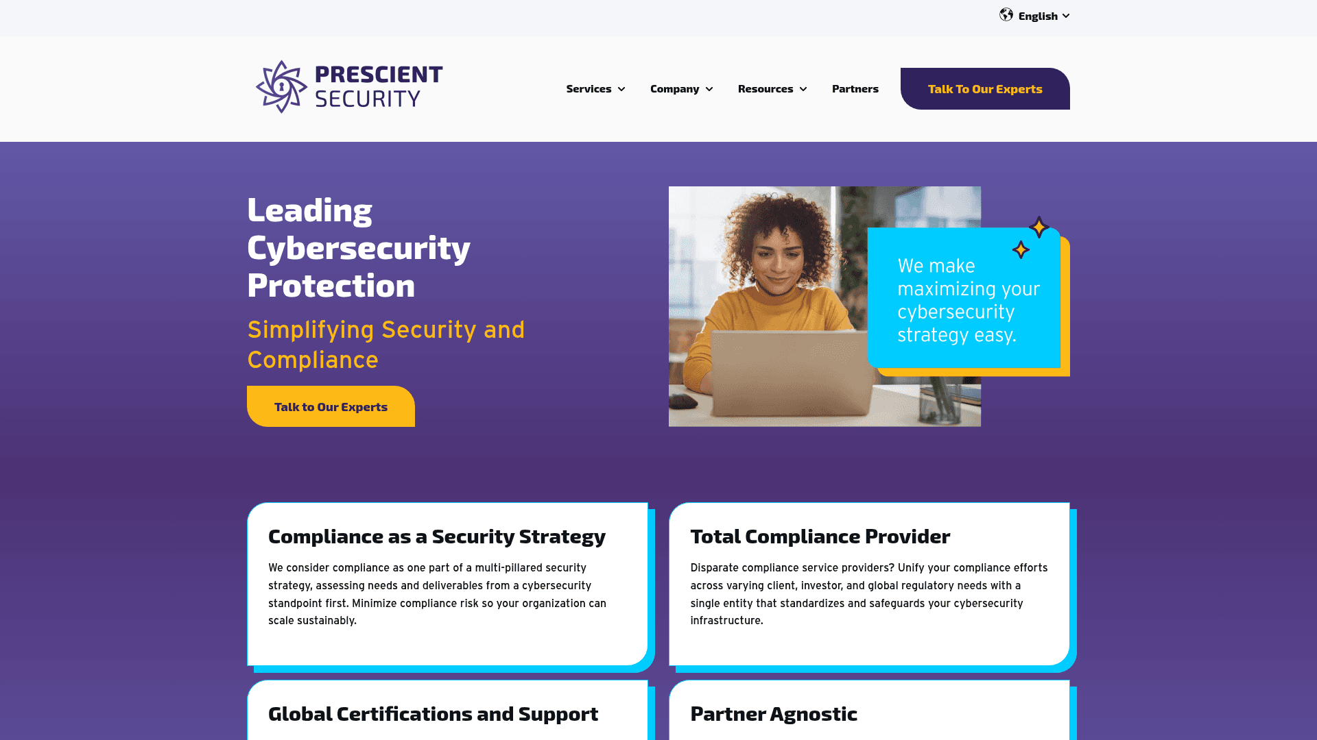 Prescient Security website screenshot