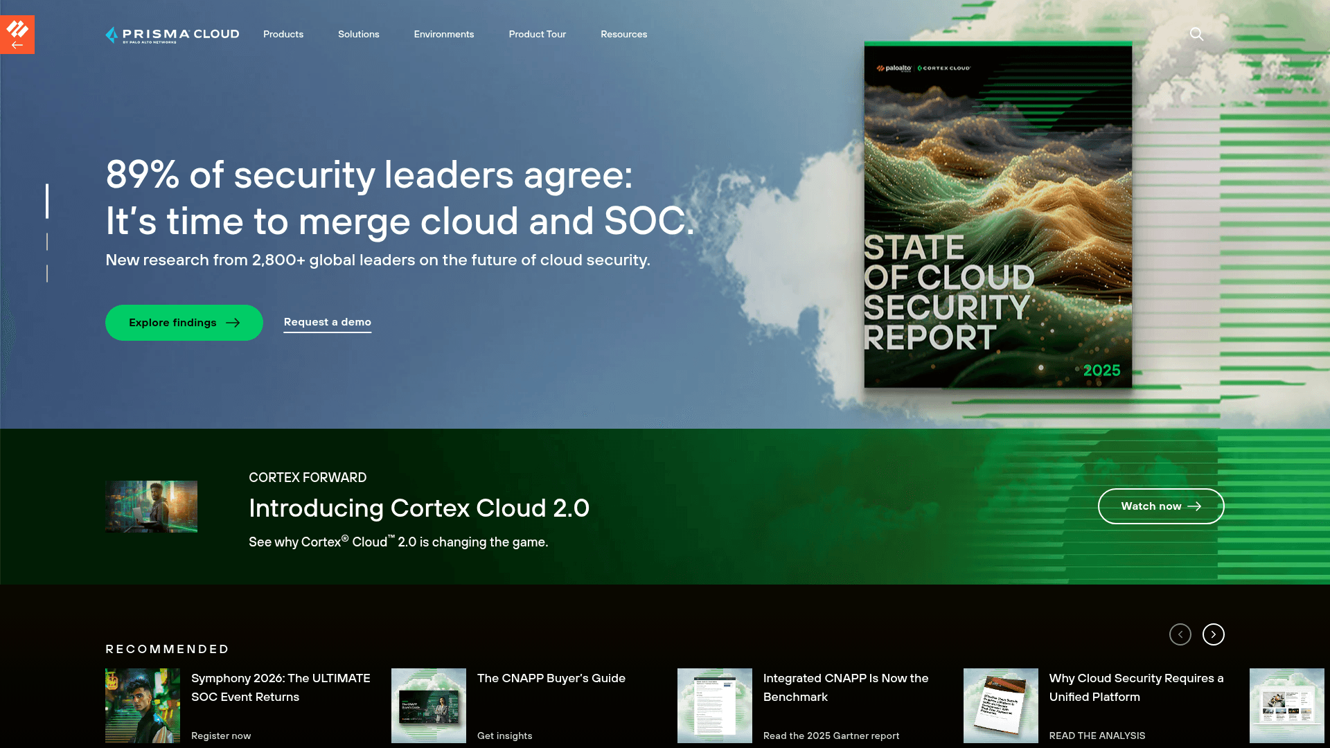Prisma Cloud (Palo Alto Networks) website screenshot