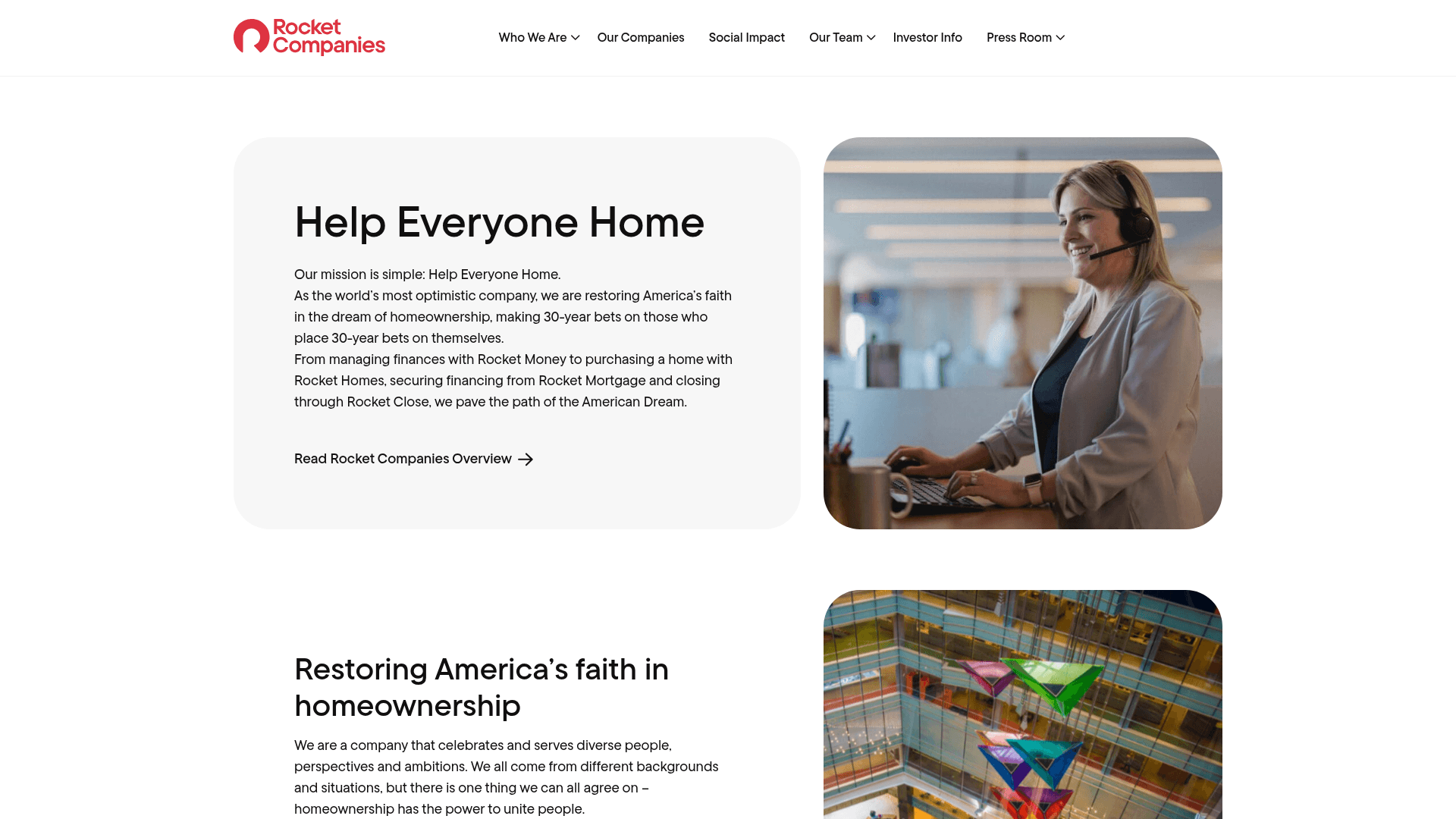 Rocket Central (Quicken Loans Family of Companies) website screenshot