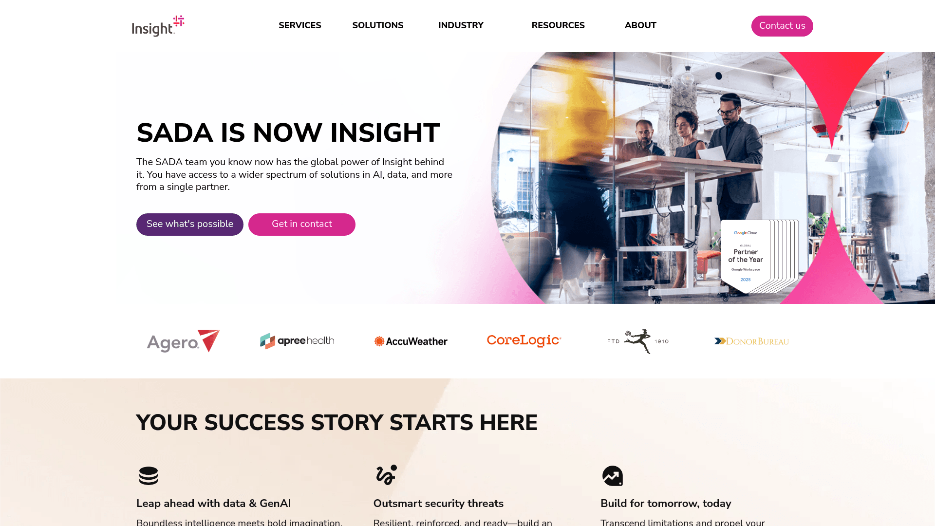 SADA website screenshot