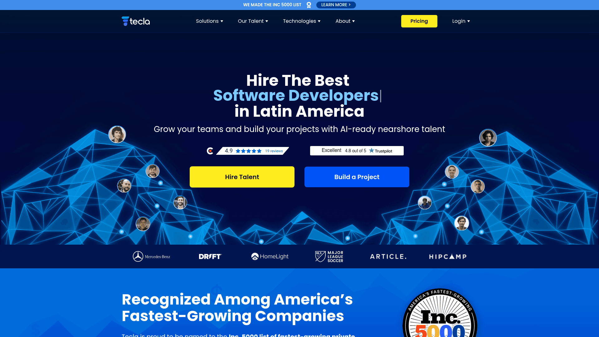 Tecla website screenshot