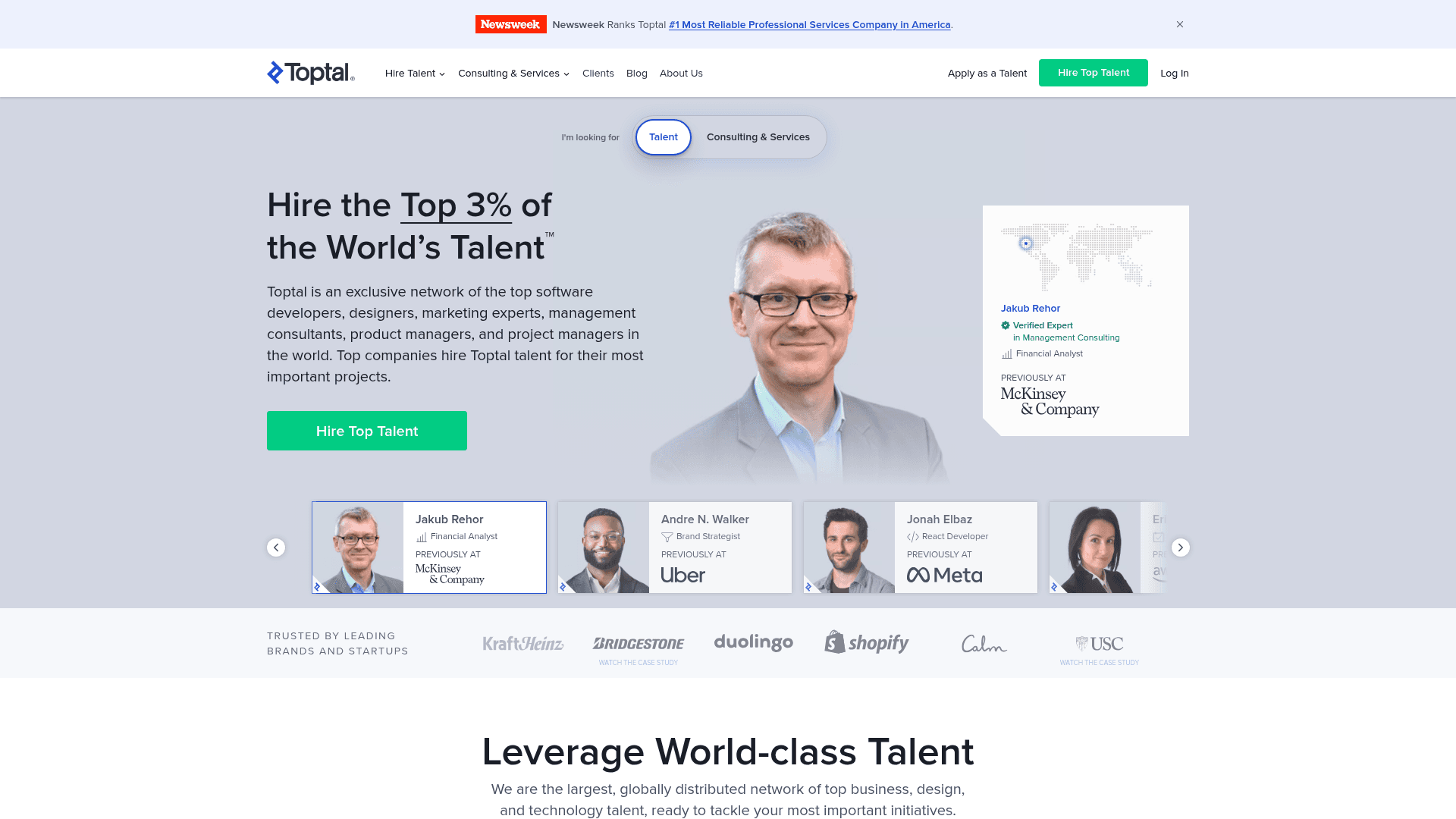 Toptal website screenshot