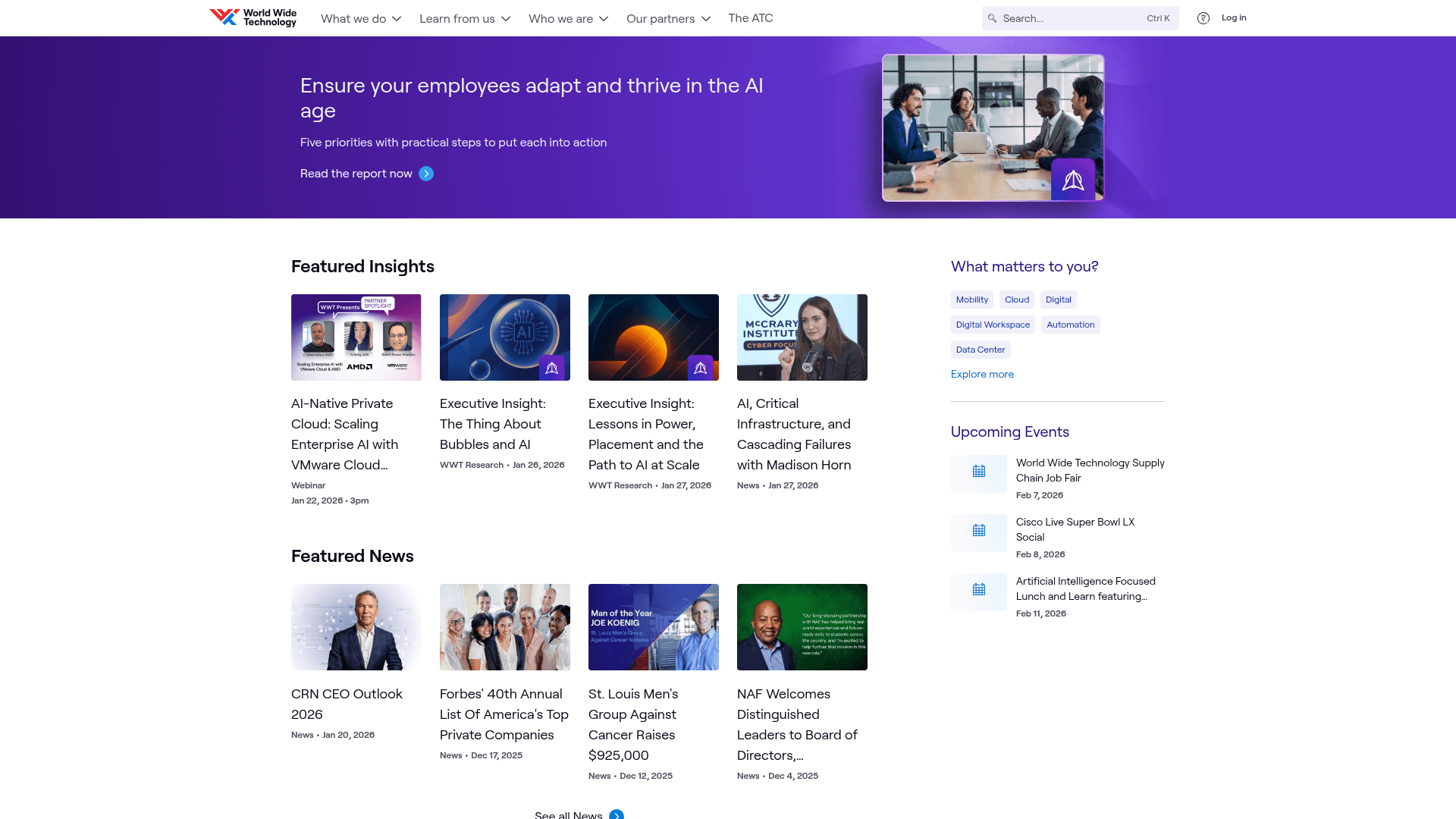 WWT (World Wide Technology) website screenshot