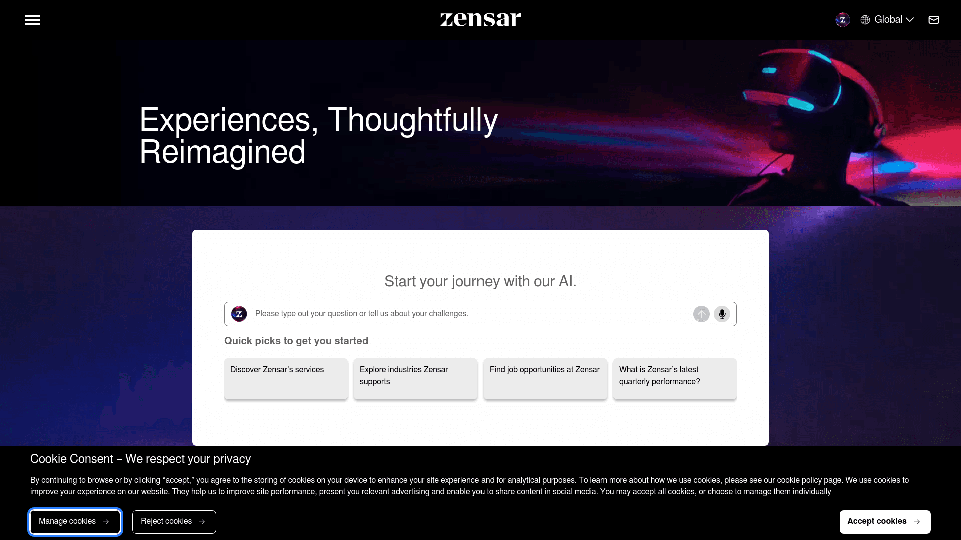 Zensar Technologies website screenshot
